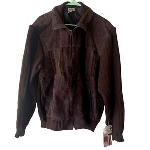 Vintage Men's Peter Et Jon Full Zip Jacket Leather Sweater Knit Brown Size 2X